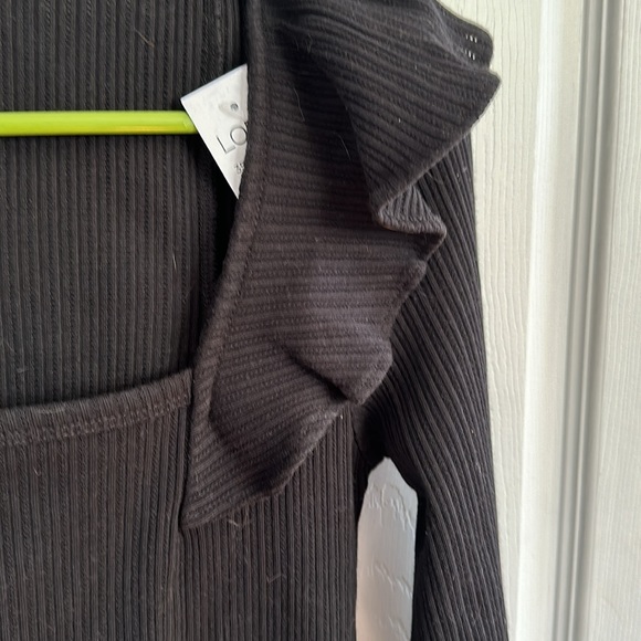 Loft Women’s Pointelle Ruffle Square Neck Top - Picture 2 of 3